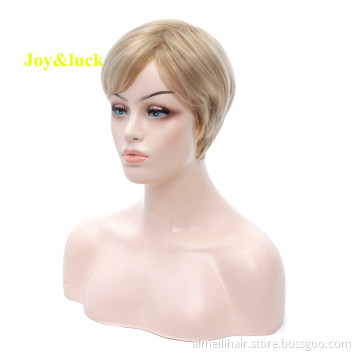Woman Blond Ladies Wig for White Women Wholesale Wigs Cospaly Party Hair Ombre Blonde Natural Short Straight Synthetic Hair Wigs
